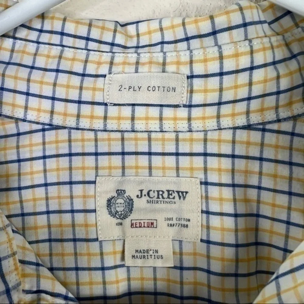 J.Crew Men Casual Shirt Buttons Down Plaid Yellow Blue Sz M